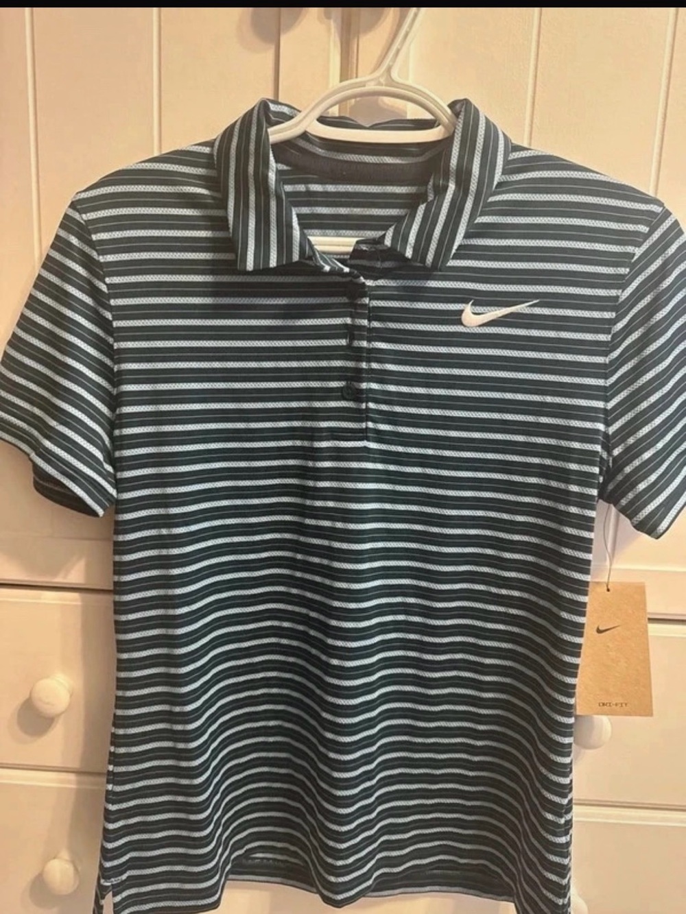 Nike Striped Dri-FIT Polo in Black & White NWT